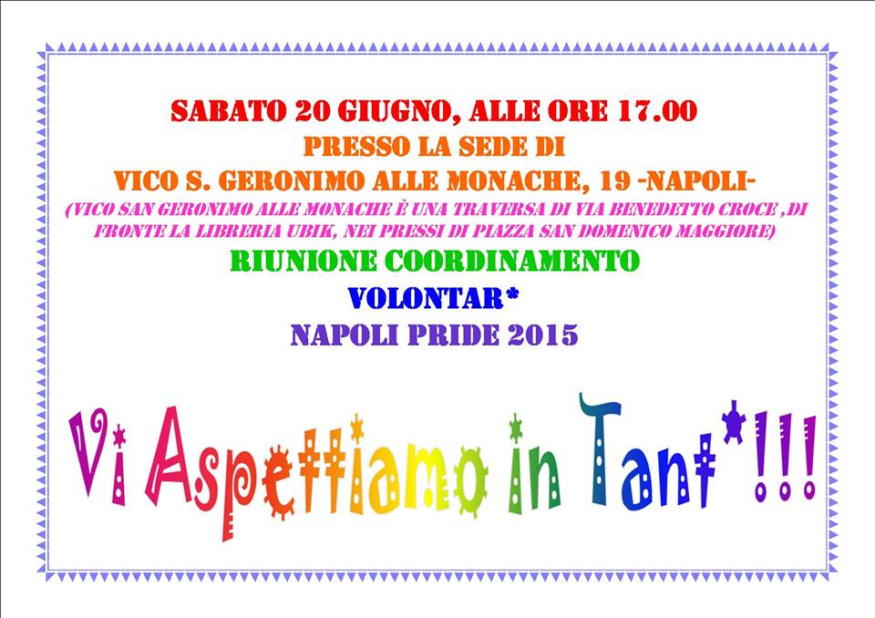 Sabato 20 Giugno – Riunione Coordinamento Volontar*