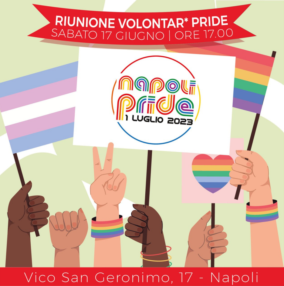 Riunione Volontrar* PRIDE Sabato 17 giugno ore 17:00 Vico San Geronimo 17, Napoli