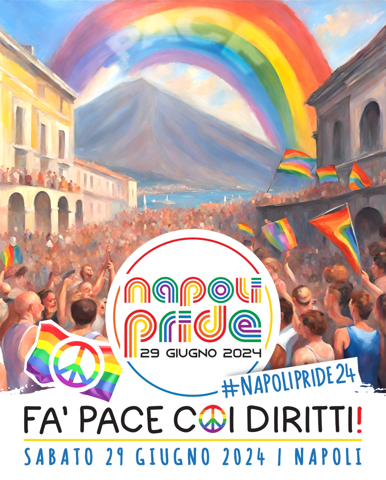 NAPOLI PRIDE 2024: FA’ PACE COI DIRITTI! PIATTAFORMA POLITICA E ADESIONI